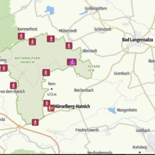 Mapa, NP Hainich a okolí, autor: OpenStreetMap