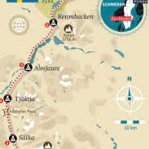 Mapa, Kungsleden, Švédsko
