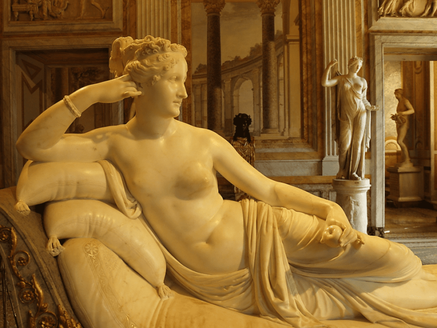Napoleonova sestra v roli Venuše od Antonia Canovy