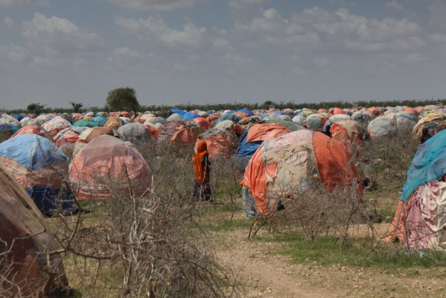 Pohled na uprchlický tábor poblíž města Gode v regionu Somali, Etiopie