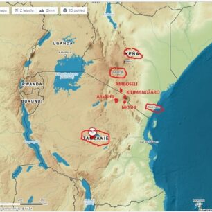 Tanzánie a Keňa mapa