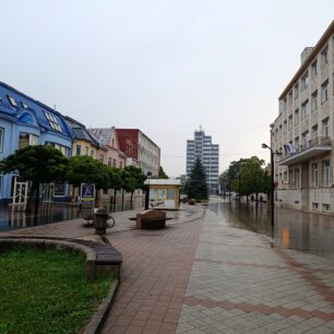 Michalovce - pěší zóna po lijáku