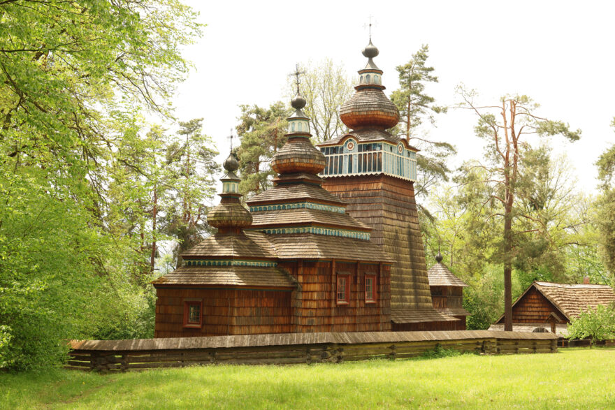 Sanok, skanzen, karpatská vesnička
