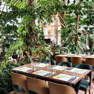 Restaurace v Zelenohorském palmovém skleníku. Foto: Ladi Tichá