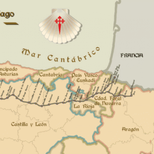 Mapa Francouzské cesty. Zdroj: Turismo Aragon