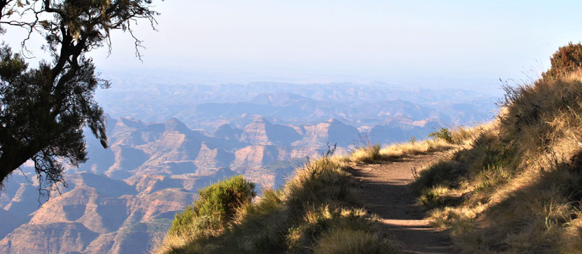 Etiopské pohoří Simien nabízí až desetidenní treky s výstupem do 4 543 m. n. m.