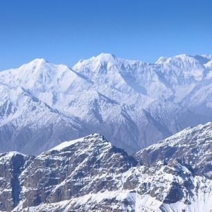 Pohled z vrcholu Moskevské Olympiády, 5883m, Pamír, Tádžikistán