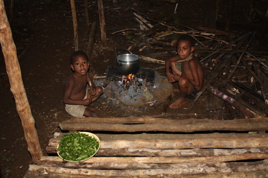 Naše kuchyně bývaly permanentně obývány dětmi, Papua Nová Guinea