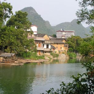 rybářská vesnice, Yangshuo, Čína