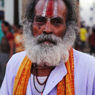 Portrét, svatý muž, Janakpur, Nepál