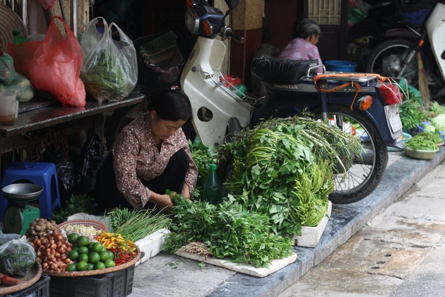 Pouliční prodej jídla, Hanoj, Vietnam