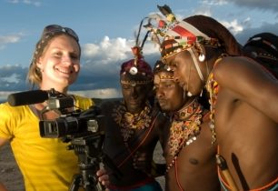 Při natáčení filmu Latim - obřezané, na kterém pracovala společně s Olgou Šilhovou.