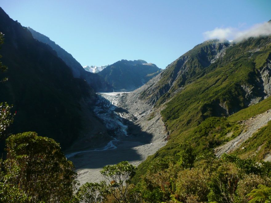 Výšlap s výhledem na Franz Josef Glacier, Nový Zéland