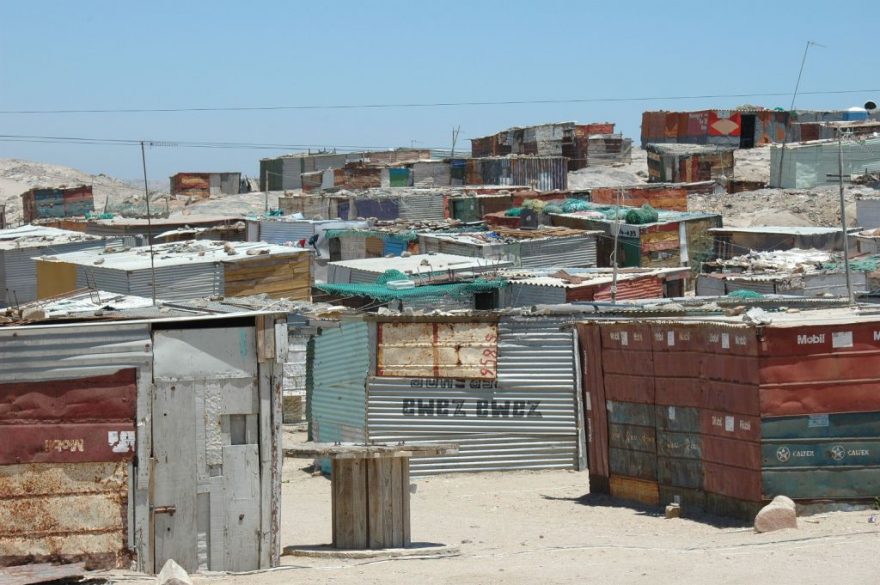 Jeden z pohledů na slum, Namibie