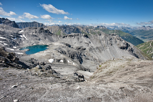 Výhled z Fuorcla Val Sassa, Švýcarsko