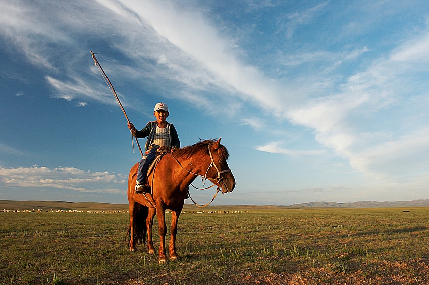 Malý pastevec na koni, Mongolsko