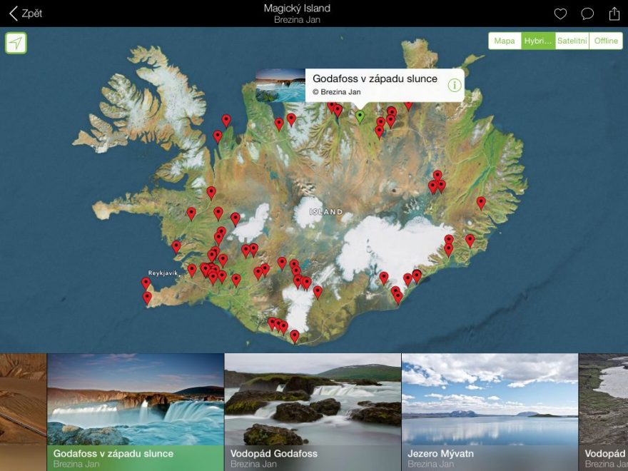 Interaktivní mapa průvodce, Island