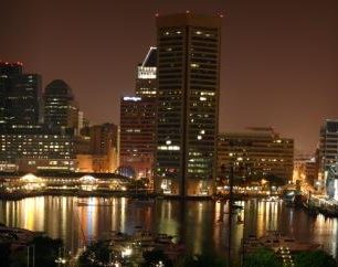 Noční pohled na přístav, Baltimore