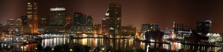Noční pohled na přístav, Baltimore