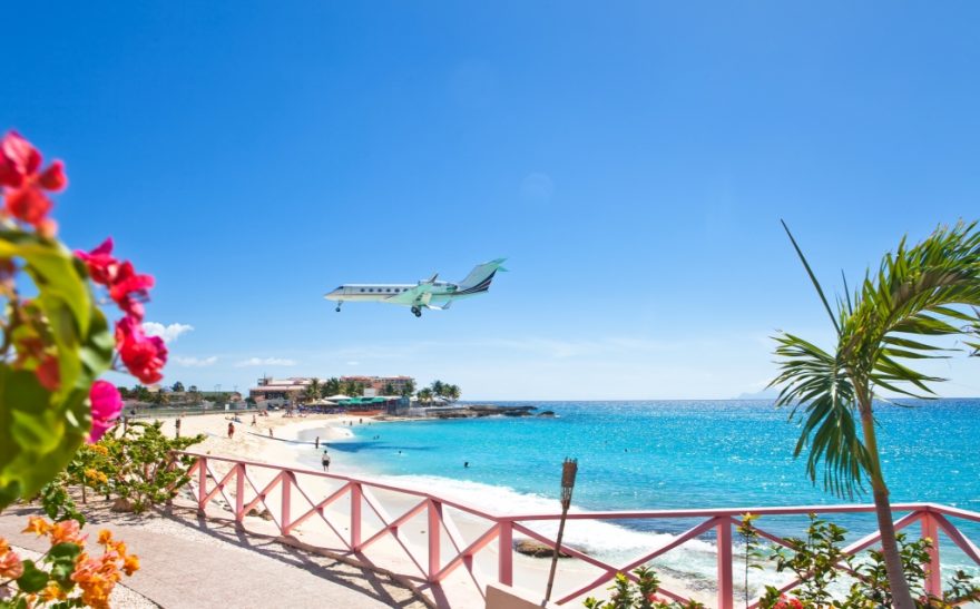 Přistávání letadla na Macho Beach, Sv. Martin