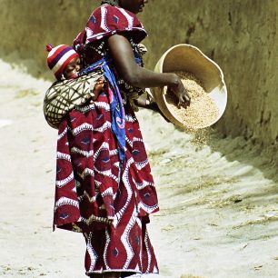 Dogonská žena v tradičním oděvu, Mali