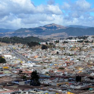 Výhled na město Xela, Guatemala