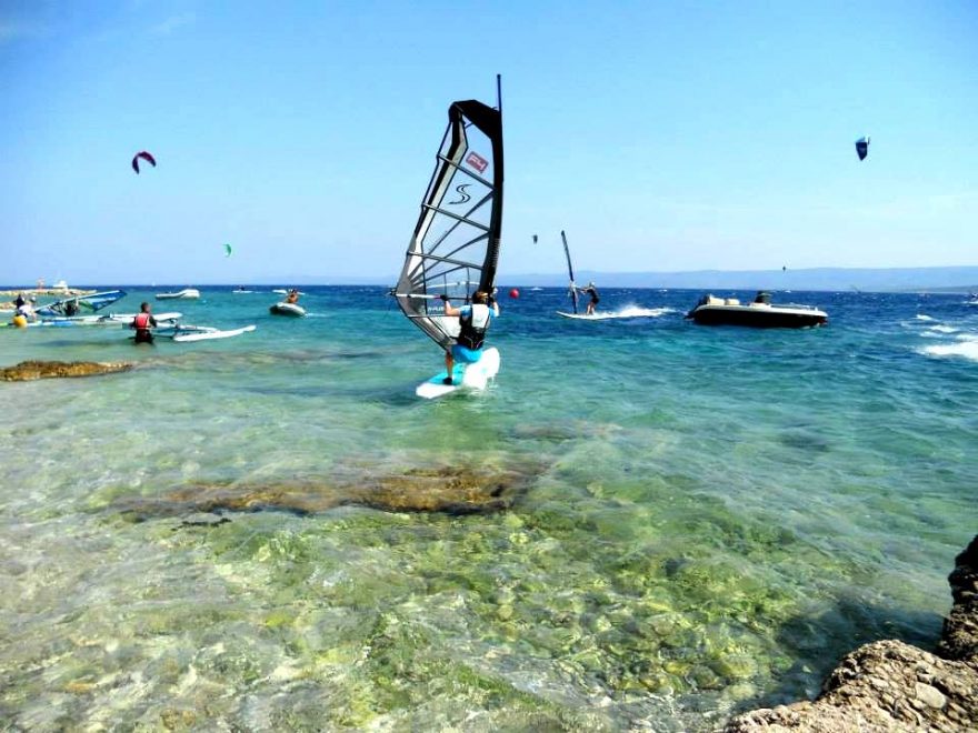 Oblíbený windsurfing, Istrie, Chorvatsko