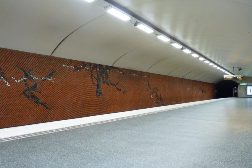 Krásně zdobená stanice metra, Stockholm, Švédsko