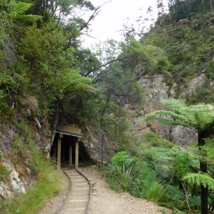 Některé z šacht už jsou veřejnosti uzavřené, Karangahake Gorge, Coromandel, Nový Zéland