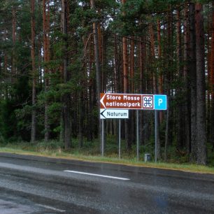 Příjezd k parku, Store Mosse Nationalpark, Švédsko