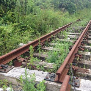 Staré koleje dnes nefunkční tratě, posunuté silou zemětřesení. Linka se nejspíše nikdy neopraví, Japonsko