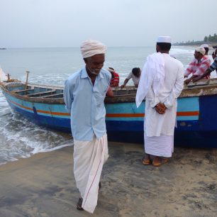 Rybářská vesnice, Kerala, Indie