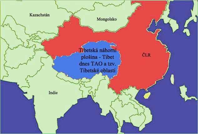 Tibet na mapě ČLR