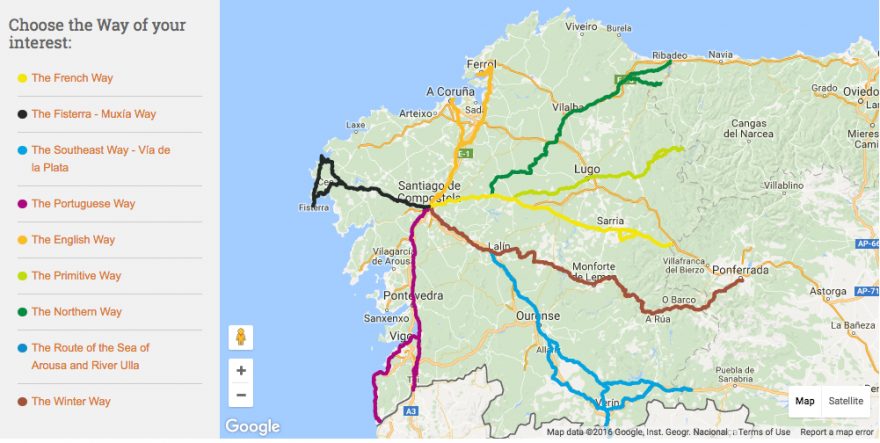 Větve Svatojakubské pouti, Camino Portugues