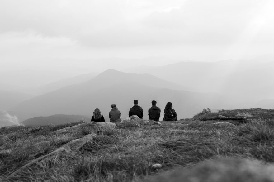 Společná fotografie na vrcholu Hoverly, Ukrajina
