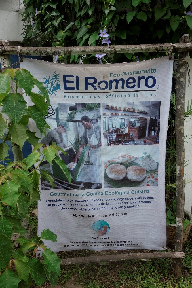 Nenápadná upoutávka na restauraci El Romero, Las Terrazas, Kuba