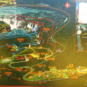 Mapa vodopádů Iguazu, Argentina