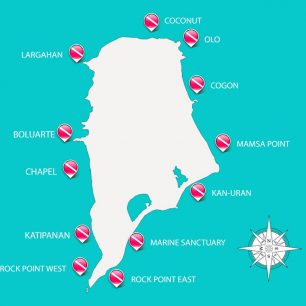 Mapka lokalit, Apo Island, Filipíny (www.apoisland.com)