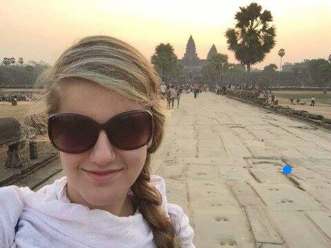Selfie u Angkor Watu, bez ní to nejde. Siam Reap, Kambodža