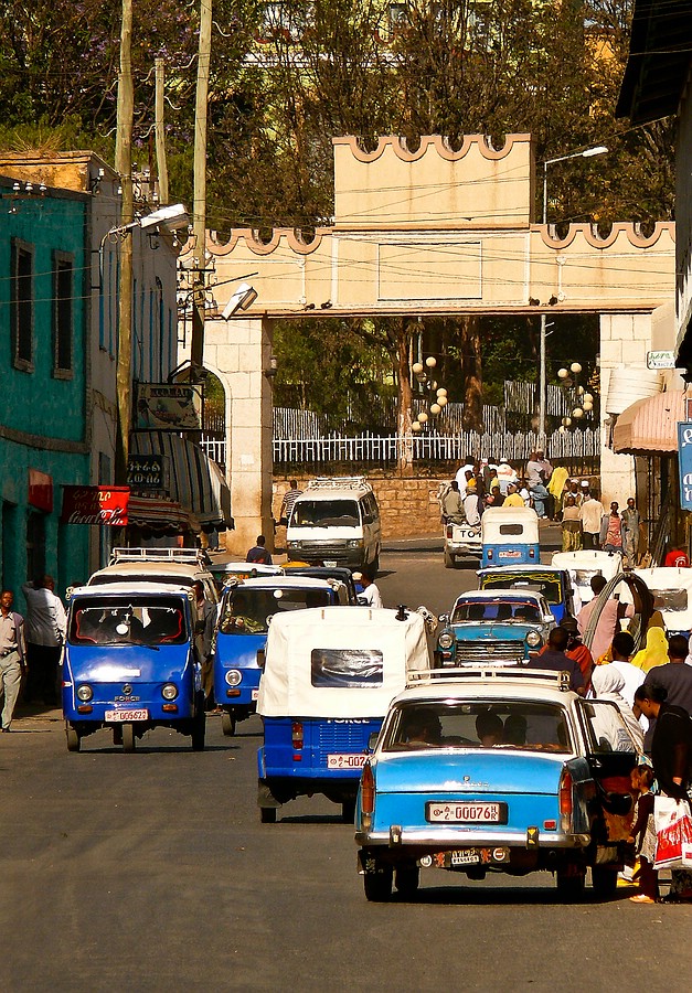 Modrá je symbolem etiopské taxi přepravy, Etiopie