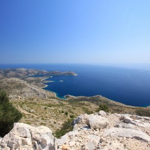 Výhled z kopce Hum, Lastovo, Chorvatsko