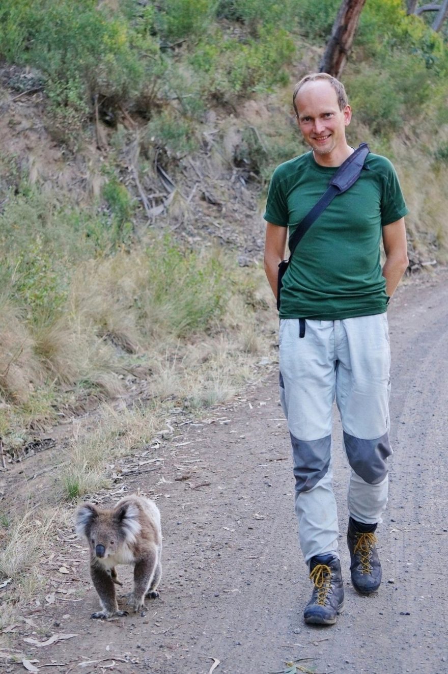 Petr na procházce s koalou