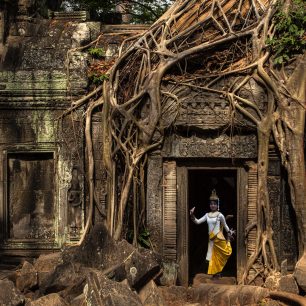 Chrám Ta Prohm v Angkoru, Siam Reap, Kambodža