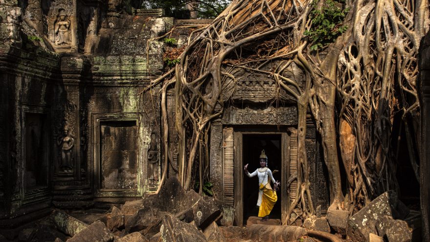 Chrám Ta Prohm v Angkoru, Siam Reap, Kambodža
