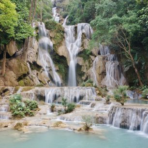 Vodopád Kuang Si poblíž Luang Prabang, jedno z nejkrásnějších míst, jaké jsem kdy viděla, Laos