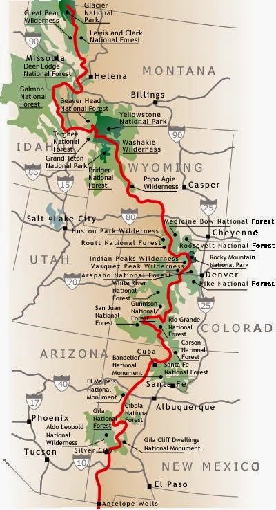 Kudy prochází Continental Divide Trail?