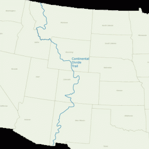 Mapa Continental Divide Trail.