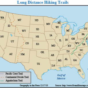 V USA vede několik dálkových tras. K nejznámějším patří Pacific Crest Trail při západním pobřeží, Appalachian Trail na východě. Continental Divide Trail je nejdelší i nejdrsnější z nich.