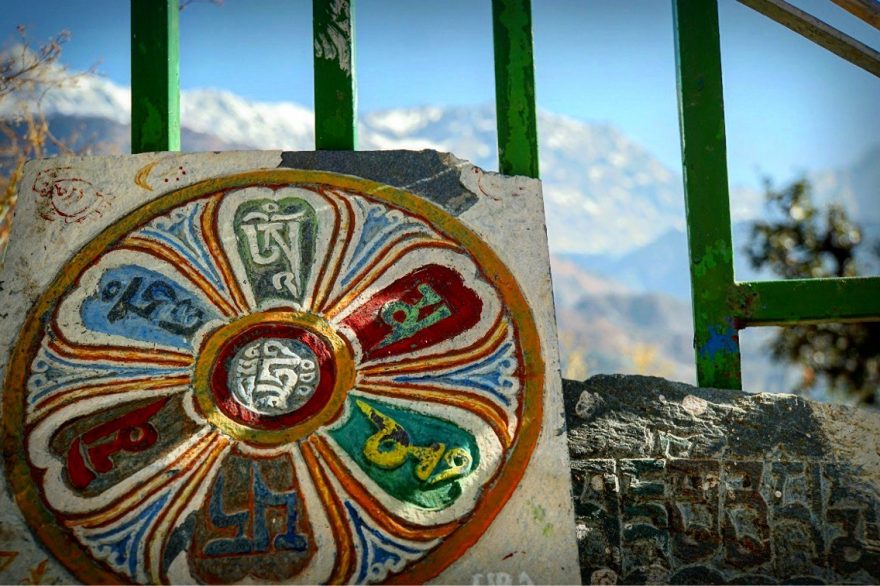 Lingkor, mantra Om Mani Padme Hum, Dharamshala, Indie