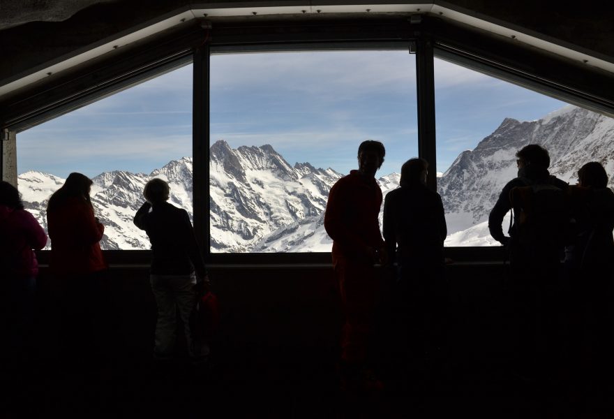 Výhled z jedné ze stanic při cestě na Jungfraujoch, Švýcarsko